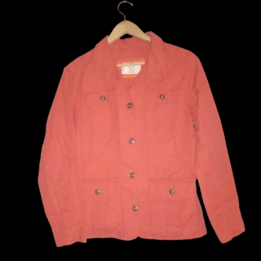 Eddie Bauer 100% cotton watermelon colored jacket Size Medium - Picture 1 of 6